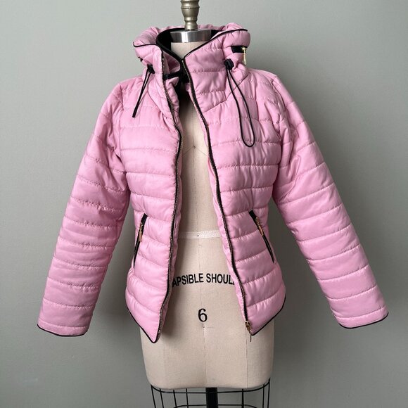 Pretty Little Thing Pink Mara Puffer Size 8 - Picture 1 of 13